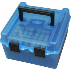Кейс на 100 патронов с ручкой Deluxe Ammo Box 100 Round Handle MTM, 300WSM, 300WM голубой